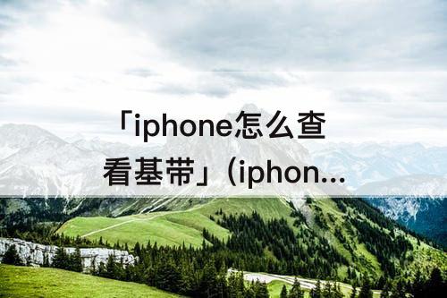 「iphone怎么查看基带」(iphone怎么查看基带版本)