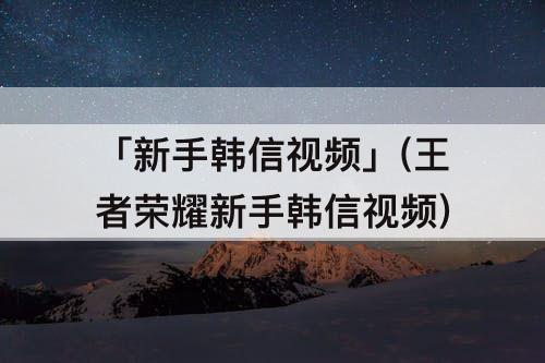 「新手韩信视频」(王者荣耀新手韩信视频)