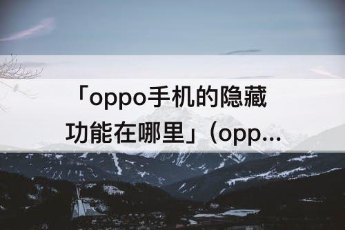 「oppo手机的隐藏功能在哪里」(oppo手机的隐藏功能在哪里找到)