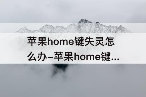 苹果home键失灵怎么办-苹果home键失灵怎么办开不了机