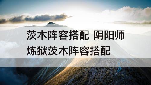 茨木阵容搭配 阴阳师炼狱茨木阵容搭配