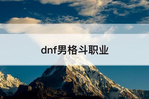 dnf男格斗职业