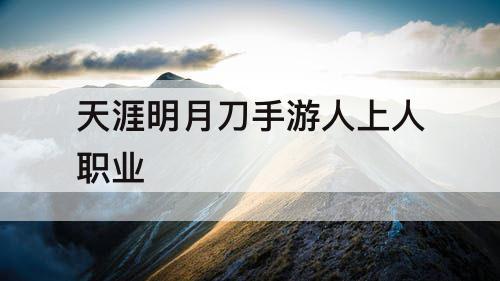 天涯明月刀手游人上人职业