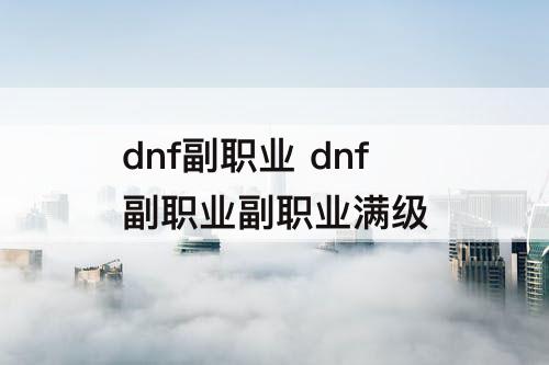 dnf副职业 dnf副职业副职业满级