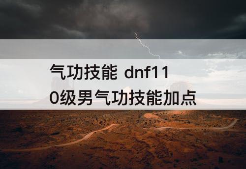 气功技能 dnf110级男气功技能加点