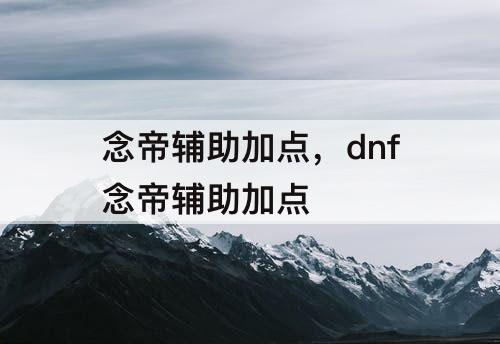 念帝辅助加点，dnf念帝辅助加点