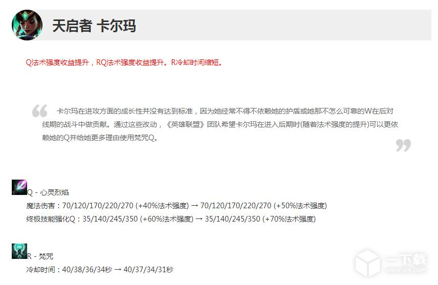 英雄联盟13.16版本正式服卡尔玛加强了什么