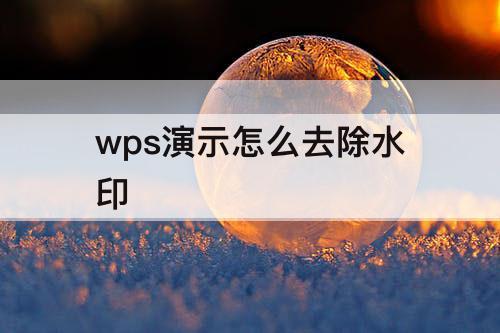 wps演示怎么去除水印