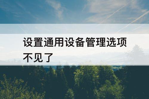 设置通用设备管理选项不见了