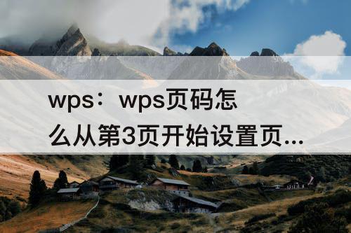 wps：wps页码怎么从第3页开始设置页码