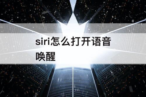 siri怎么打开语音唤醒