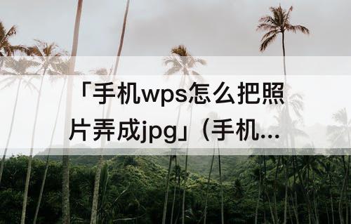 「手机wps怎么把照片弄成jpg」(手机wps怎么把照片弄成jpg格式)