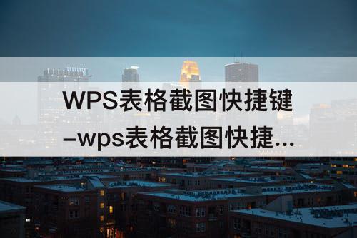 WPS表格截图快捷键-wps表格截图快捷键无法使用