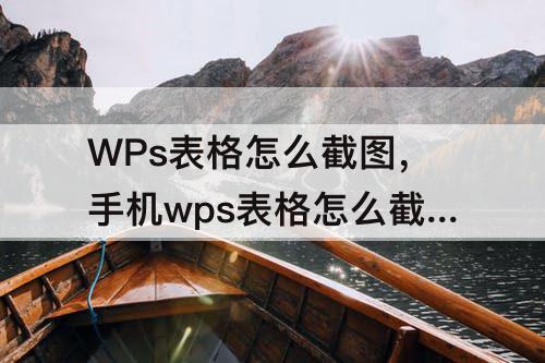 WPs表格怎么截图，手机wps表格怎么截图快捷键