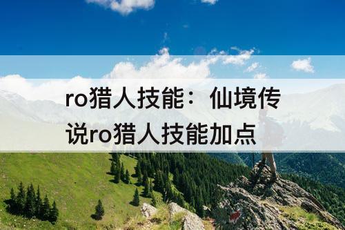 ro猎人技能：仙境传说ro猎人技能加点