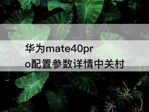 华为mate40pro配置参数详情中关村