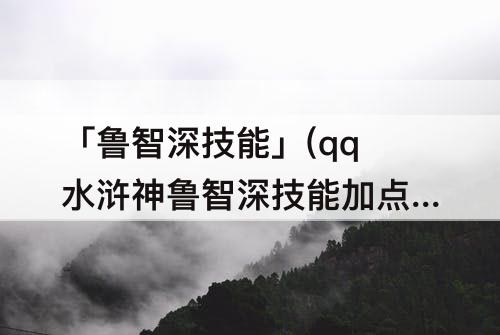 「鲁智深技能」(qq水浒神鲁智深技能加点)