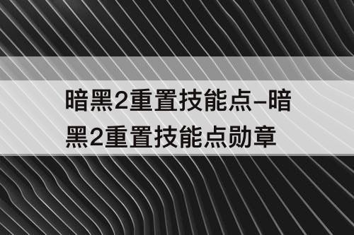 暗黑2重置技能点-暗黑2重置技能点勋章