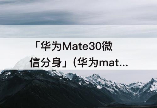 「华为Mate30微信分身」(华为mate30微信分身怎么弄出来)