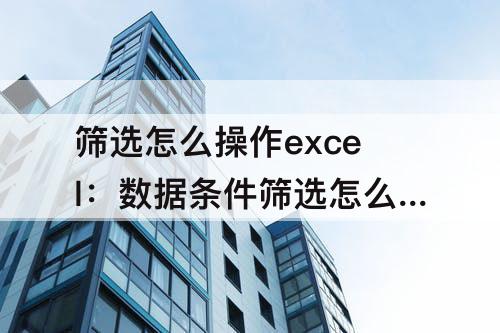 筛选怎么操作excel：数据条件筛选怎么操作excel