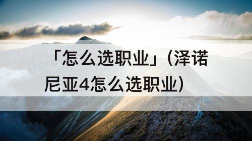 「怎么选职业」(泽诺尼亚4怎么选职业)