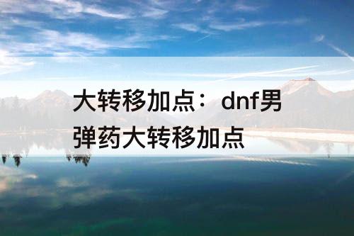 大转移加点：dnf男弹药大转移加点