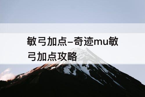 敏弓加点-奇迹mu敏弓加点攻略