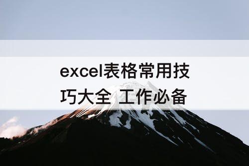 excel表格常用技巧大全 工作必备