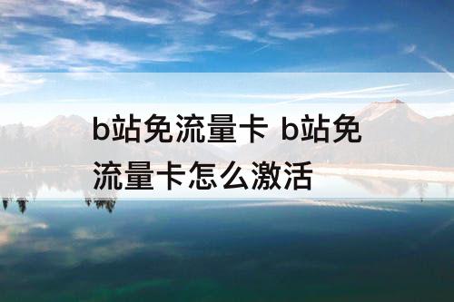 b站免流量卡 b站免流量卡怎么激活