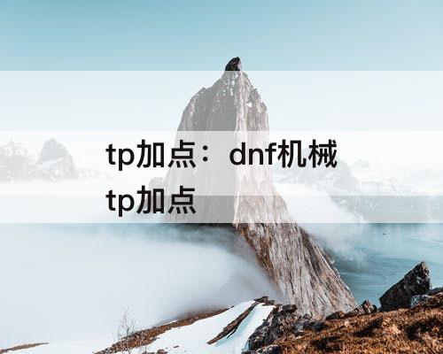 tp加点：dnf机械tp加点