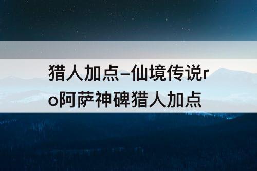 猎人加点-仙境传说ro阿萨神碑猎人加点