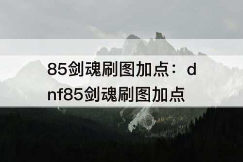 85剑魂刷图加点：dnf85剑魂刷图加点