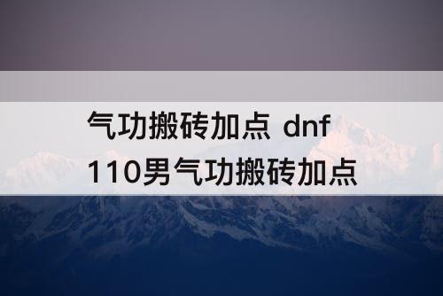 气功搬砖加点 dnf110男气功搬砖加点