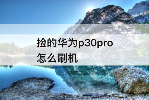 捡的华为p30pro怎么刷机