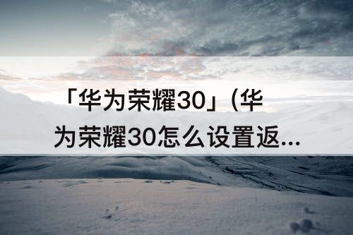 「华为荣耀30」(华为荣耀30怎么设置返回键图标)