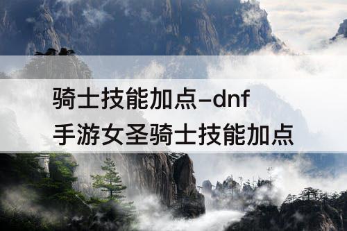 骑士技能加点-dnf手游女圣骑士技能加点