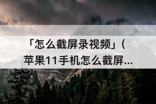 「怎么截屏录视频」(苹果11手机怎么截屏录视频)