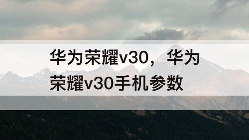 华为荣耀v30，华为荣耀v30手机参数