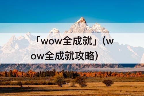 「wow全成就」(wow全成就攻略)