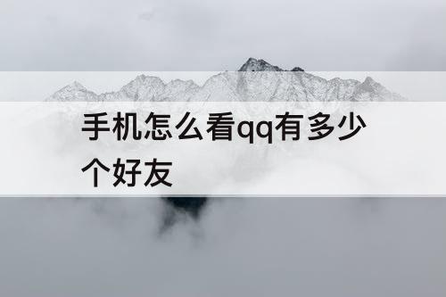 手机怎么看qq有多少个好友