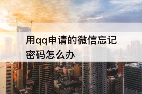 用qq申请的微信忘记密码怎么办