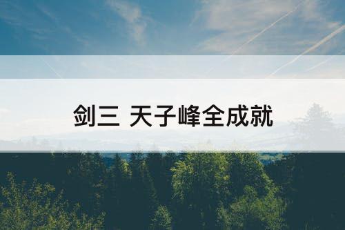 剑三 天子峰全成就