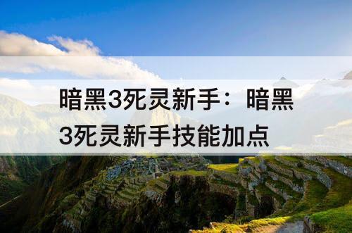 暗黑3死灵新手：暗黑3死灵新手技能加点