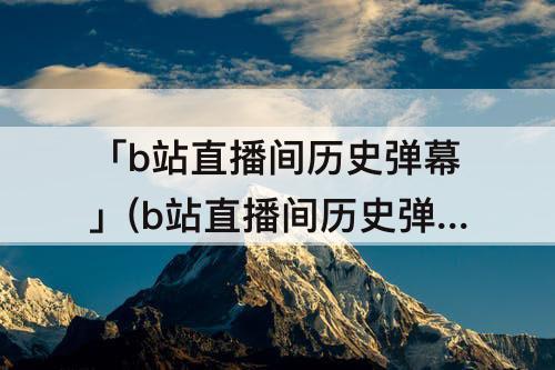 「b站直播间历史弹幕」(b站直播间历史弹幕怎么删除)