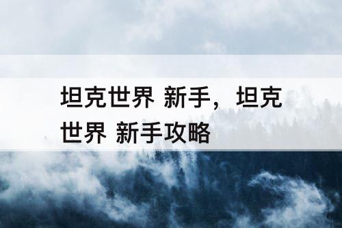 坦克世界 新手，坦克世界 新手攻略