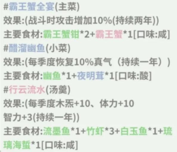 《伏魔人偶转生模拟器》霸王蟹全宴食谱配方及效果一览